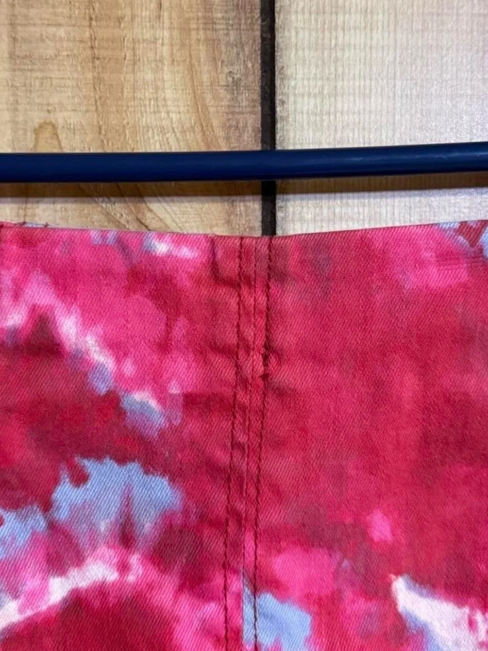 Free People Modern Femme Tie Dye Denim Mini Skirt High Rise Pink Size 2